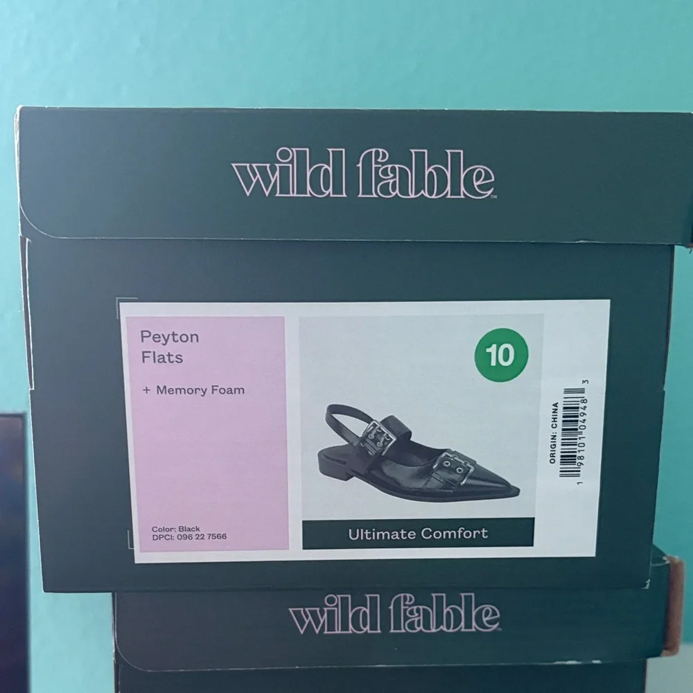 Wild Fable Black Slingback Flats with Buckle Sz 10 - Picture 3 of 3